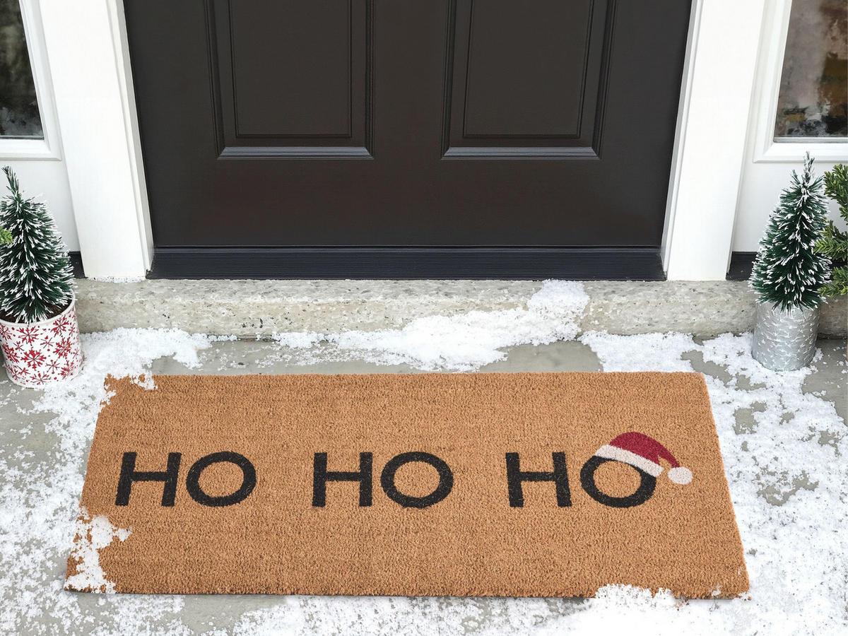 FUSSMATTE Naturfarben 55/120 cm Weihnachtsmotiv Kokosfasern Palakpakin - Naturfarben, Textil (55/120cm) - Beliani