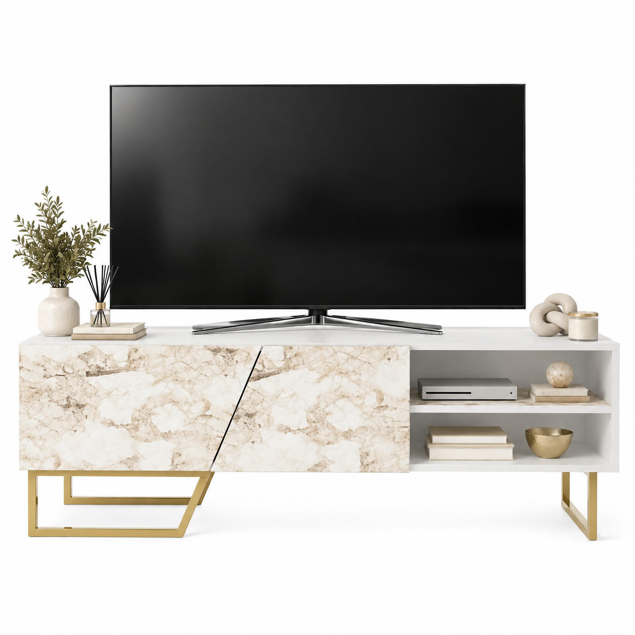 Decorotika Tv-Element Weiß, Gold 150x50.5x35 cm