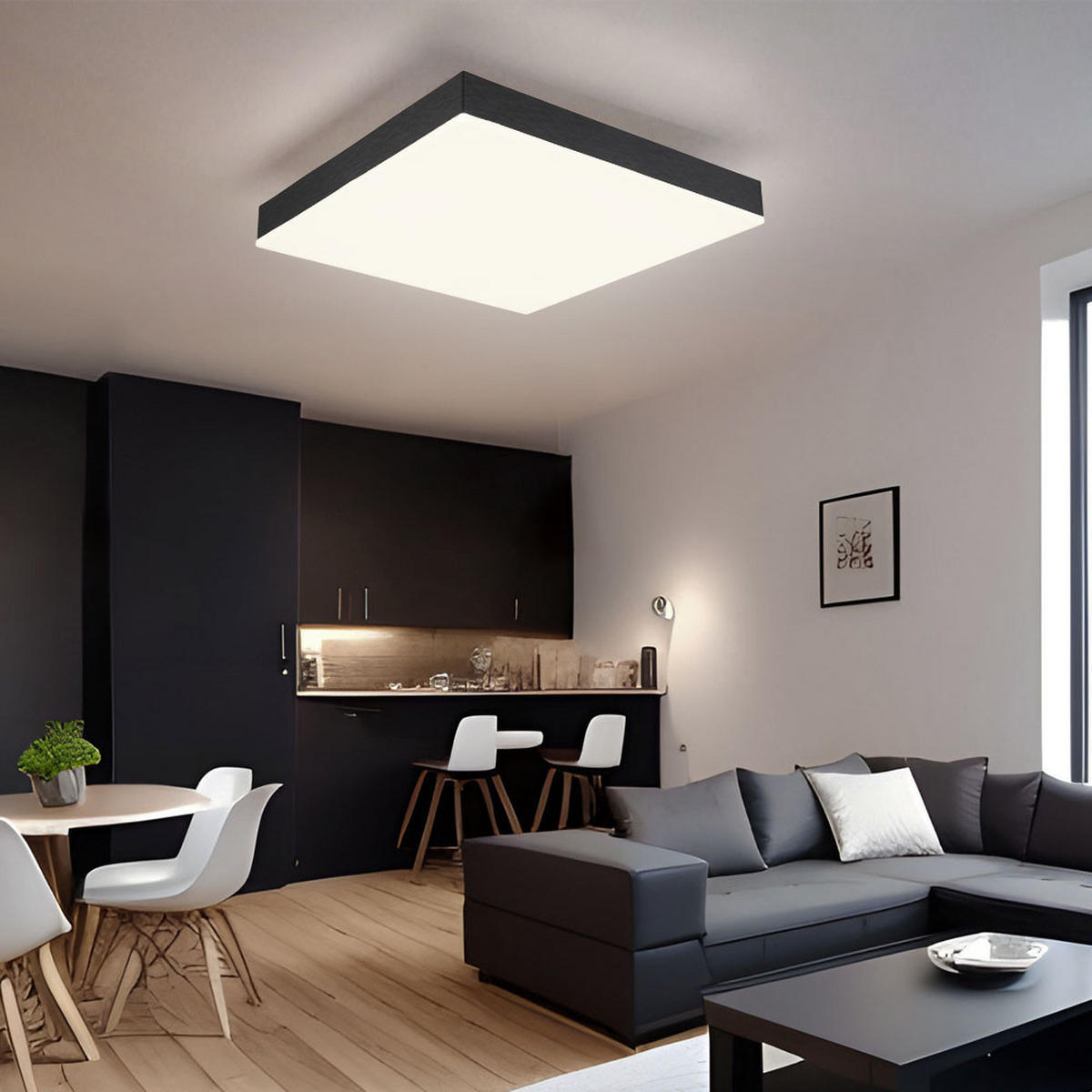 LED DECKENLEUCHTE Doro Metall Schwarz Weiß - Schwarz, Metall (30/30/6.5cm) - Globo Lighting