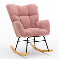 SCHAUKELSTUHL 80/70/95 cm in Rosa aus Teddystoff mit Holz-Kufen - Rosa, Textil (70/95/80cm) - Flora Grace
