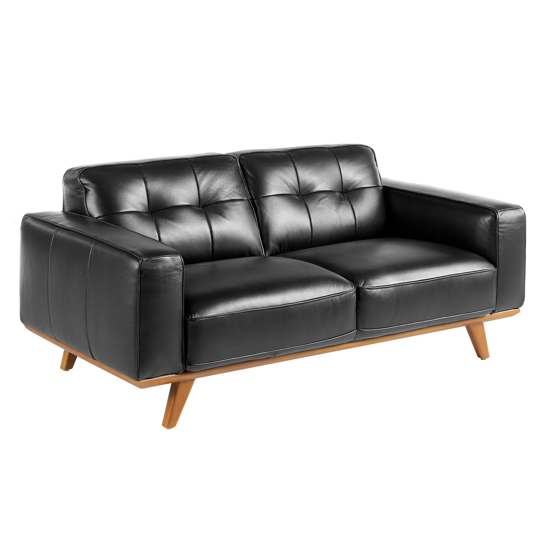 CHESTERFIELD-SOFA Chester 2-Sitzer Sofa aus schwarzem Leder 181/95/78 cm - Schwarz, Leder (181/78/95cm) - ANGEL CERDA