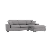 ECKSOFA Saga Hellgrau Cord - Hellgrau/Schwarz, Holz/Buchenholz (306/184cm) - S-Style Möbel