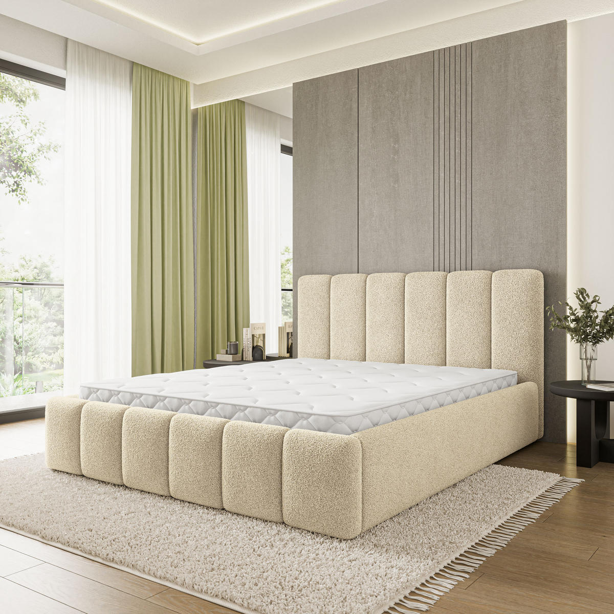 POLSTERBETT ATTORA Q 180x200 cm mit Bettkästen - Creme - Creme, Holz (180/200cm) - MASSENO