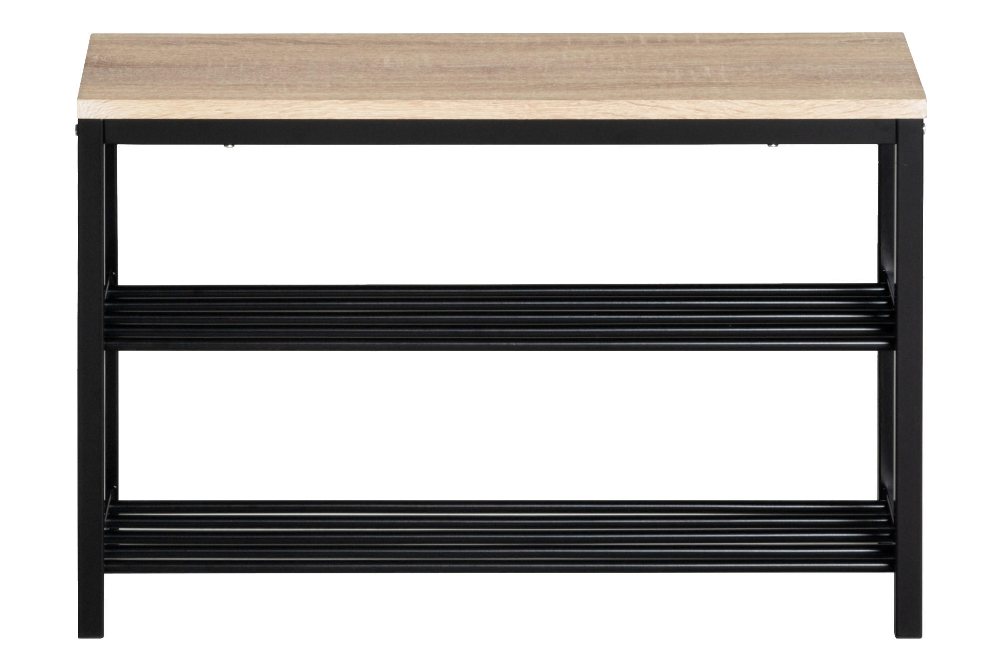 SCHUHREGAL mit Bank 30/80/51 cm - Schwarz, Metall (80/51/30cm)