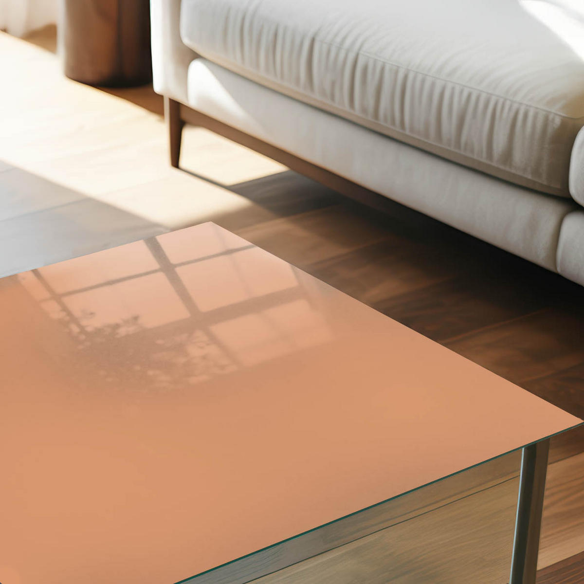 TISCHPLATTE 50x50 cm – Pastellorange - Creme, Glas (50/50/0.4cm) - Wallfluent