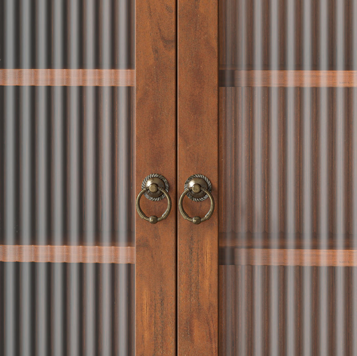 KÜCHENOBERSCHRANK 100x20x80 cm Braun aus Massivholz & Glas mit 4 Türen & Haken - Braun, Holz (100/80/20cm) - Modfu