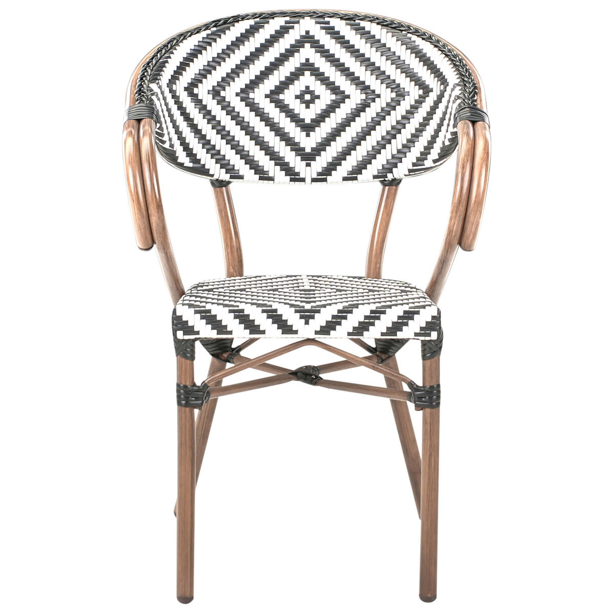 GARTENSTUHL 4er-Set Dunkelbraun Caspri - Dunkelbraun/Schwarz, Kunststoff (57/80/55cm) - Beliani