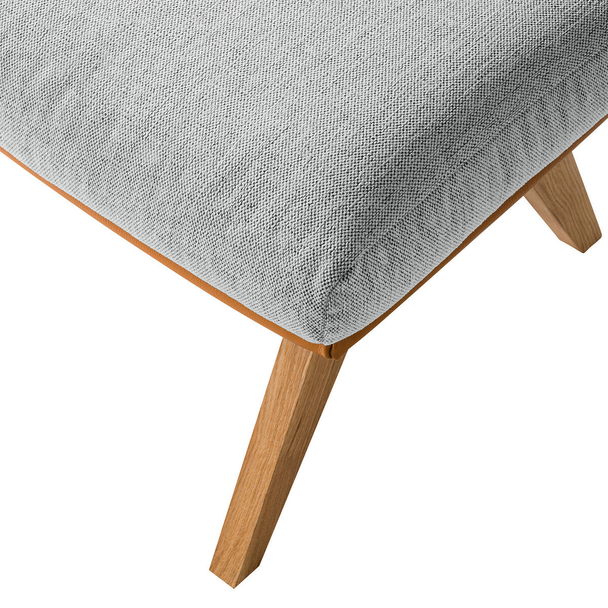 HOCKER mit Holzfüßen - Eichefarben/Cognac, Eichenholz/Textil (54/41/41cm) - home24