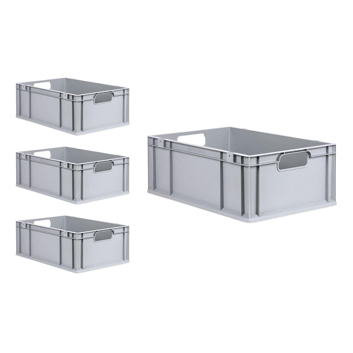 EUROBOX 4x Nextgen Economy Mit Auflagedeckel Grau/Rot Griffe Offen 44 Liter - Rot, Kunststoff (40/22/60cm) - PROREGAL