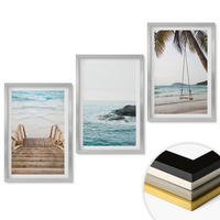 WANDBILDER 3er Set - 40x60 cm Silberner Rahmen - Treppe Strand Meer Schaukel - Silberfarben, Kunststoff (40/60cm) - ArtPrintCave