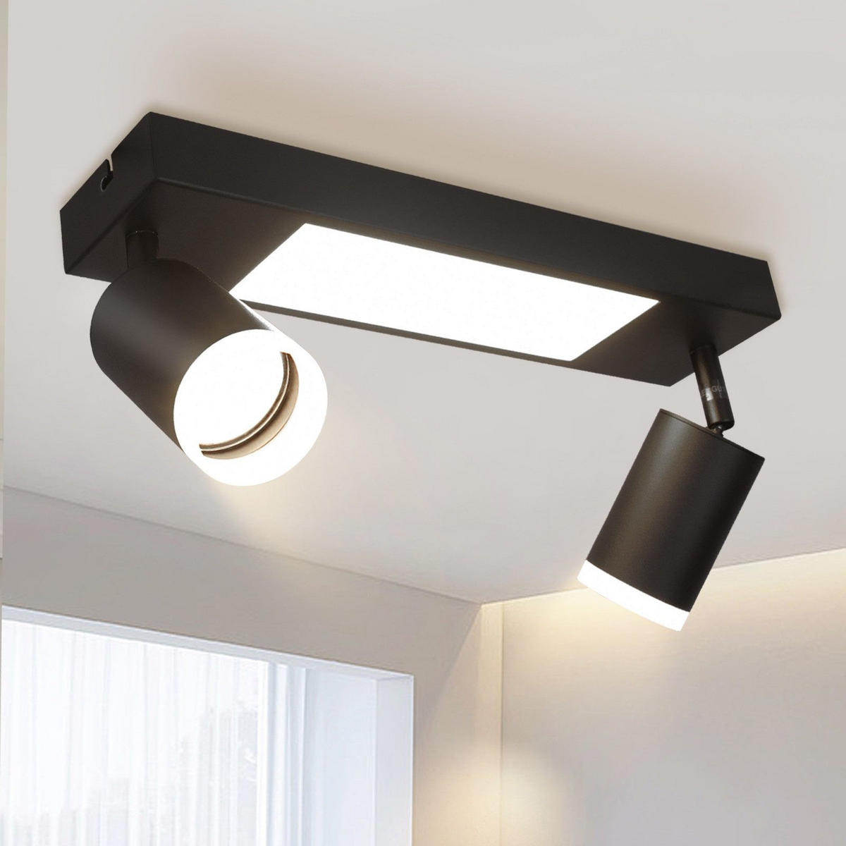 STRAHLER Bielefeld 2-flammig 34/8/16.9 cm - Schwarz, Metall (34/8/16.9cm) - Nettlife