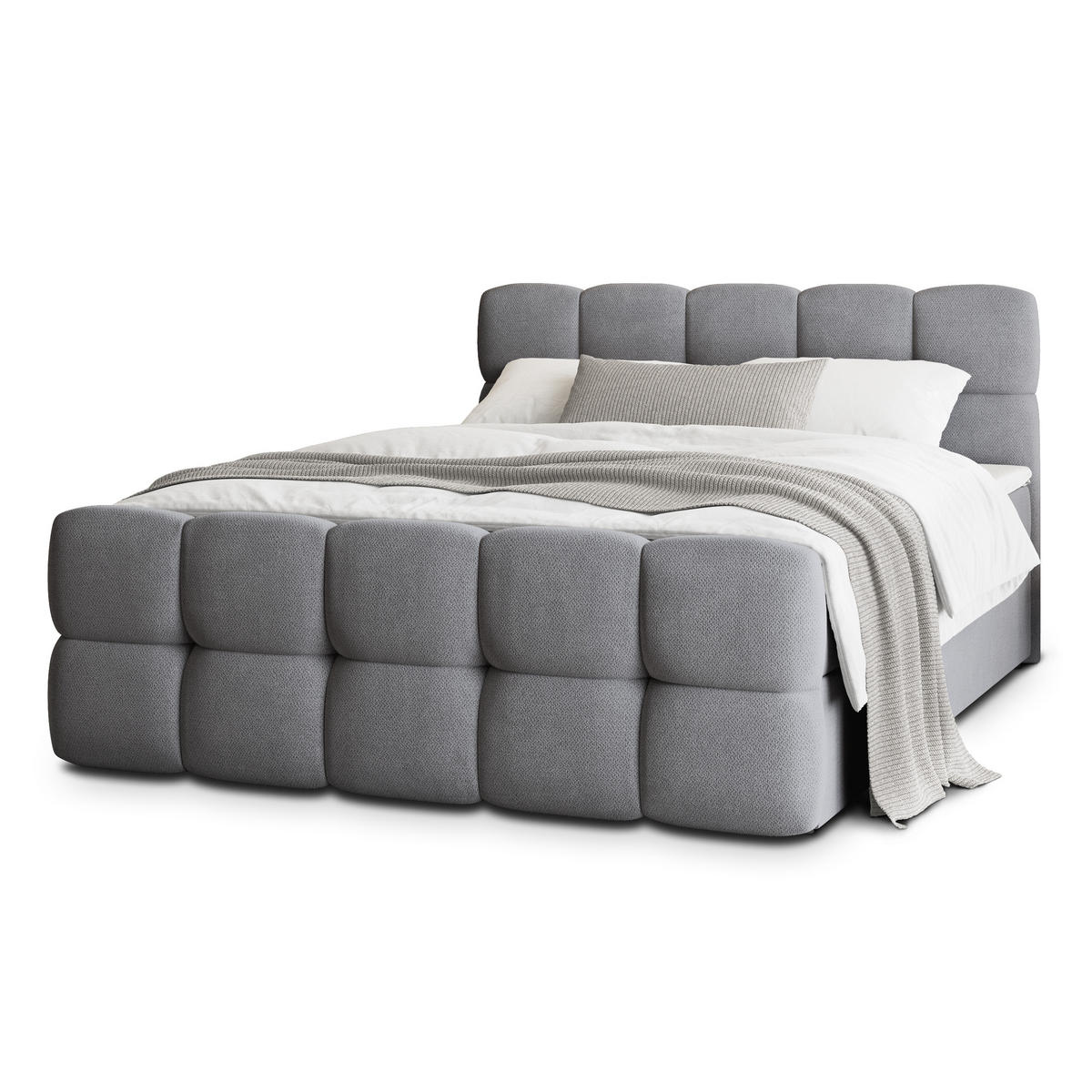 POSTEL BOXSPRING BRUME 180x200 cm, s matrací a úložným prostorem, šedá - šedá, kompozitní dřevo/textil (180/200cm) - MASSENO