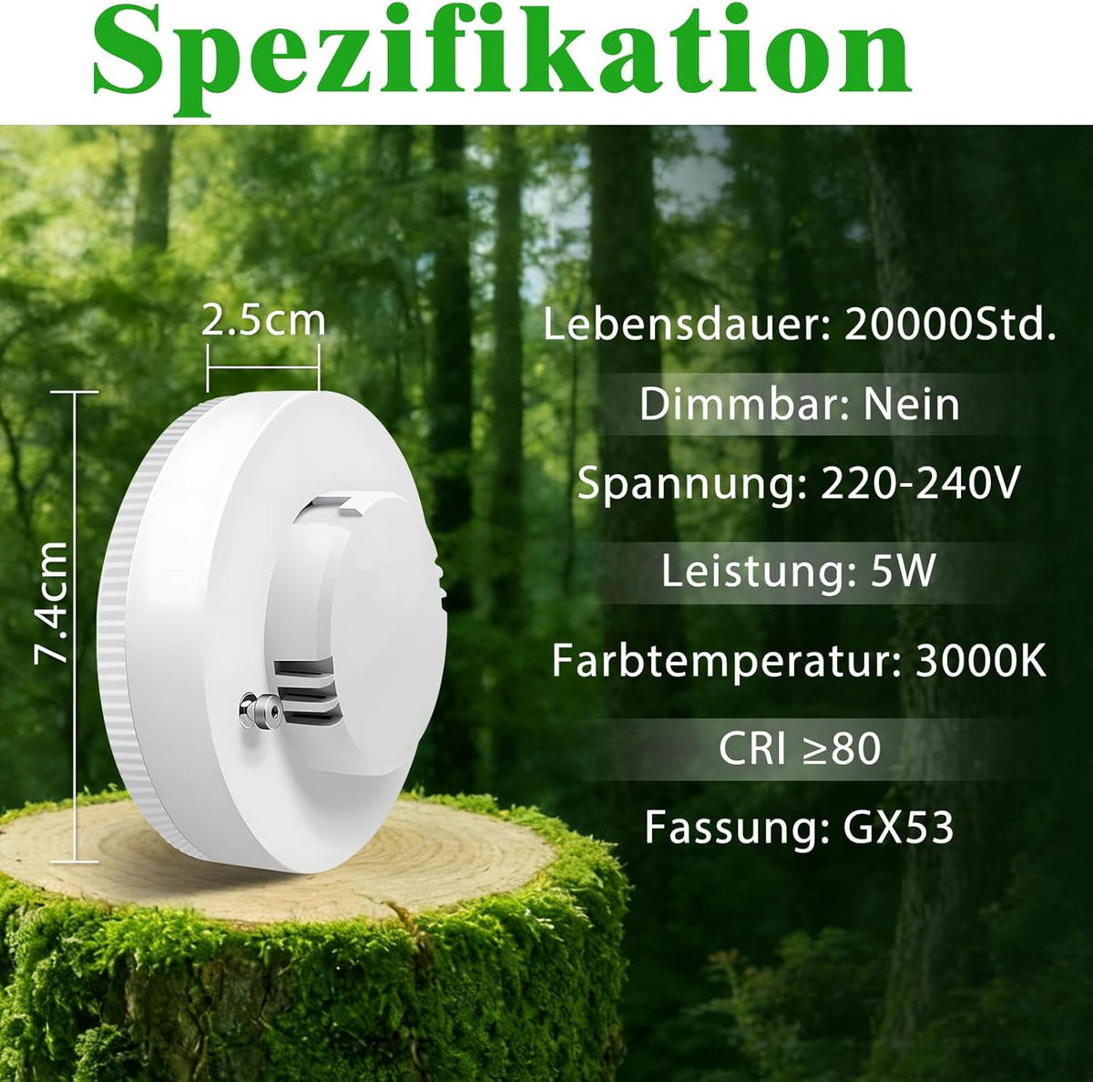 LED žárovka GX25 5W 2,5/7,4cm (sada 4 ks) - bílá, plast (7.4/2.5cm) - Nettlife