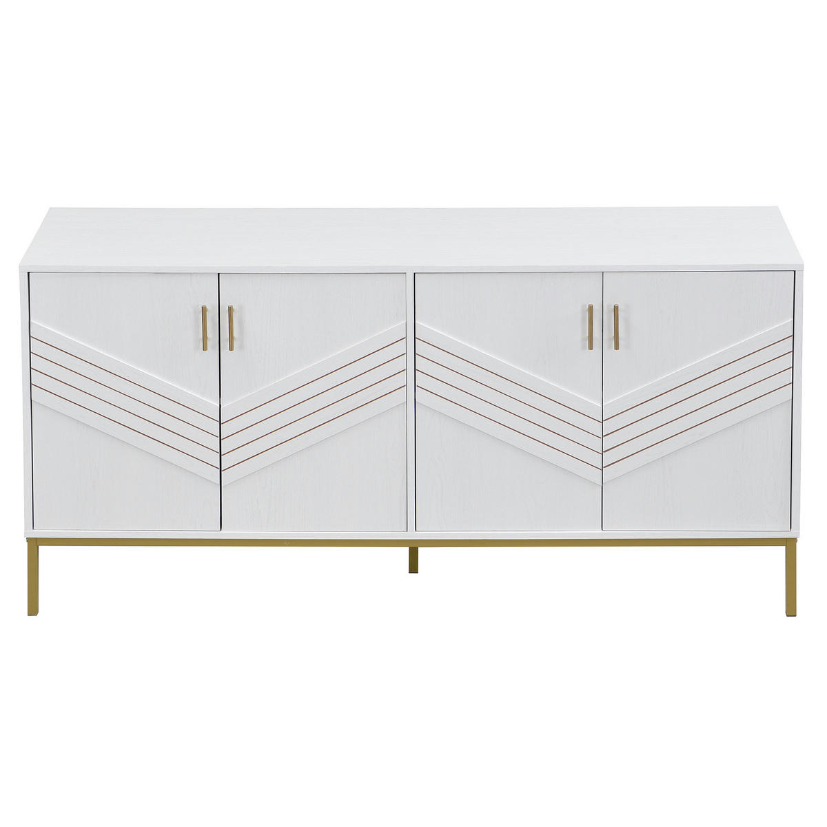 SIDEBOARD 160/40/80.5 cm Weiß mit Holzmaserung aus MDF mit 4 Türen - Weiß, Holzwerkstoff (40/80.5/160cm) - OKMYHOME