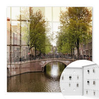 SCHLÜSSELBOX Weiß 30x30 cm – Türöffnung nach rechts - Stadtkanal - Grün, Metall (30/30/5cm) - TULUP
