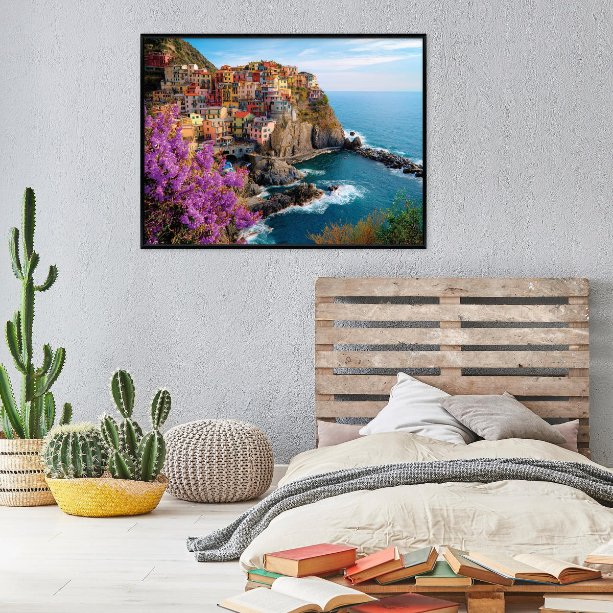 BILDER mit Rahmen Insel Ozean Blau 100x70 cm - Multicolor, Holzwerkstoff (100/70cm) - Wallarena