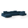 WOHNLANDSCHAFT MONTIVA Blau Velours-Stoff mit Schlaffunktion - Blau, Holz (410/89/190cm) - MASSENO