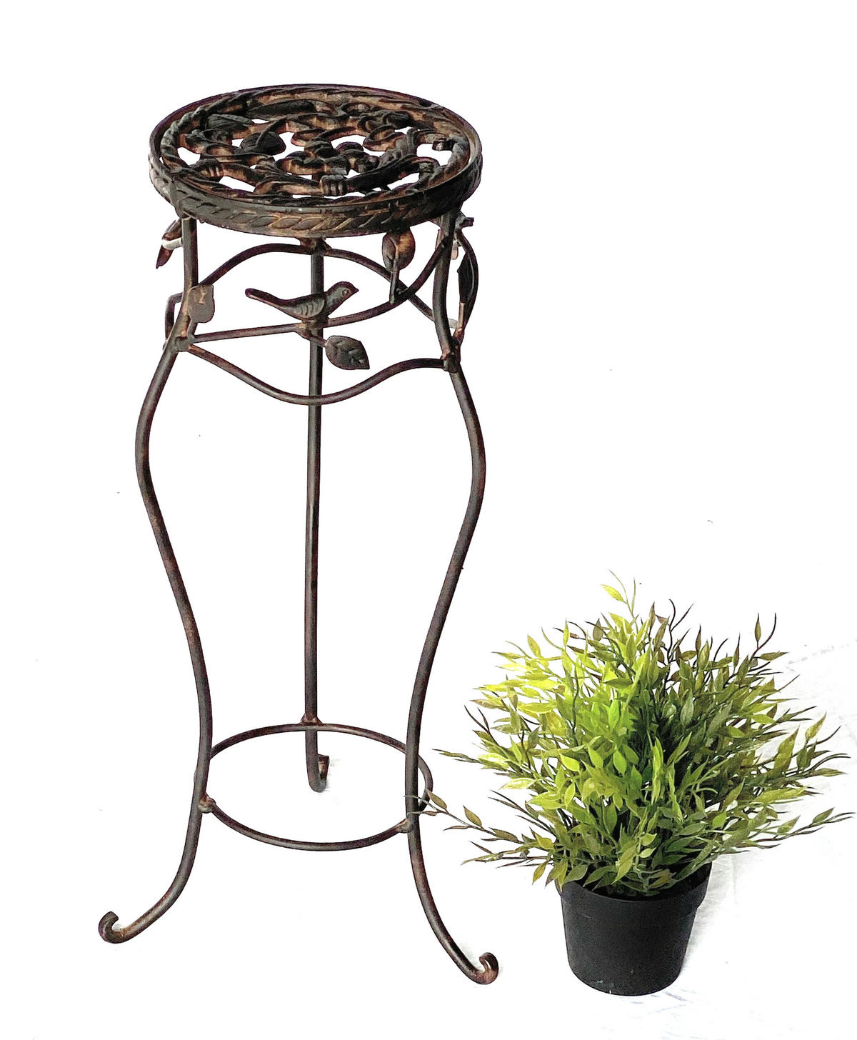 BLUMENHOCKER rund Metall Braun antik 19/19/52 cm - Braun, Metall (19/52/19cm) - DanDiBo