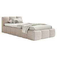 POLSTERBETT Cloudy Low Hellbeige Chenille, Bettkasten & Lattenrost, 90x200 cm - Ecru/Schwarz, Kunststoff/Textil (90/200cm) - Selsey