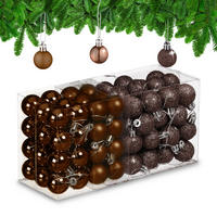 96-TLG.WEIHNACHTSKUGELN-SET - Braun, Kunststoff (3/4/3cm) - Relaxdays