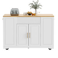 KÜCHENINSEL 120/50/92 cm Weiß aus MDF und Metall mit Rollen - Weiß, Holzwerkstoff (50/92/120cm) - OKMYHOME