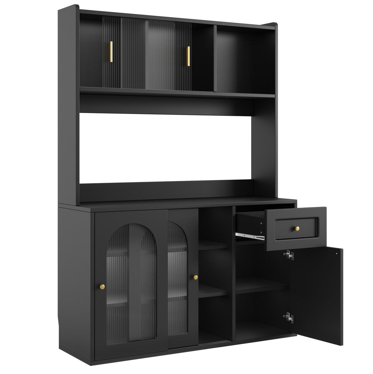 VITRÍNOVÁ skříň 120/35/167 cm černá, MDF/PB, s LED osvětlením - černá, kompozitní dřevo (120/167/35cm) - BEAOK