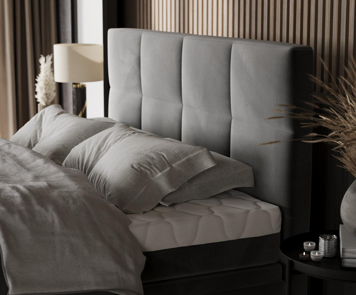 BOXBETT Tessa 180/200 cm Grau im Kronos Stoff - Schwarz/Grau, Holz/Holzwerkstoff (180/200cm) - AltaBeds