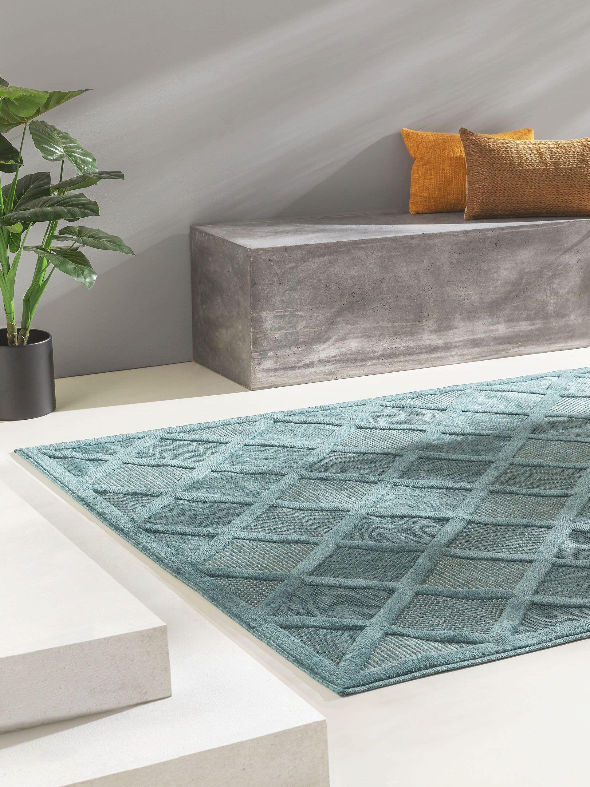 OUTDOORTEPPICH Bonte Türkis 240x340 cm - Türkis, Textil (240/340cm) - benuta Nest