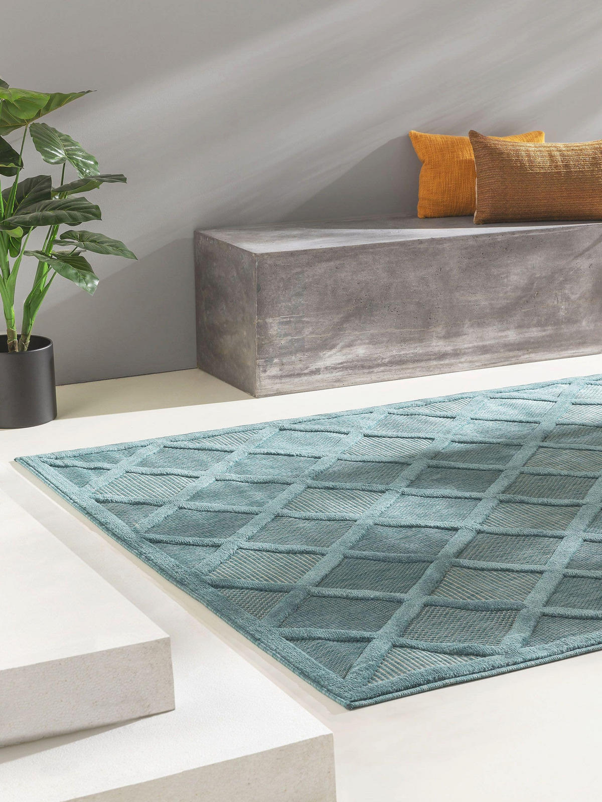 OUTDOORTEPPICH Bonte Türkis 240x340 cm - Türkis, Textil (240/340cm) - benuta Nest
