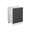 BADSCHRANK Fame-Line Anthrazit-Gold 60 x 82 cm mit Schublade, ohne AP - Anthrazit/Weiß, Holzwerkstoff (60/82/51.6cm) - Vicco
