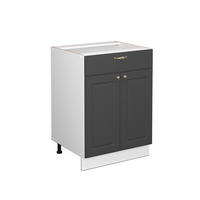 BADSCHRANK Fame-Line Anthrazit-Gold 60 x 82 cm mit Schublade, ohne AP - Anthrazit/Weiß, Holzwerkstoff (60/82/51.6cm) - Vicco