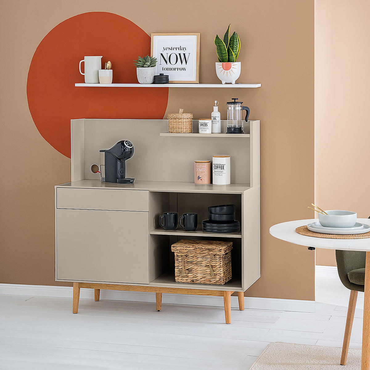 KÜCHENSCHRANK - Holzwerkstoff / Teilmassivholz - Taupe, Holz/Holzwerkstoff (120/45/119cm) - home24