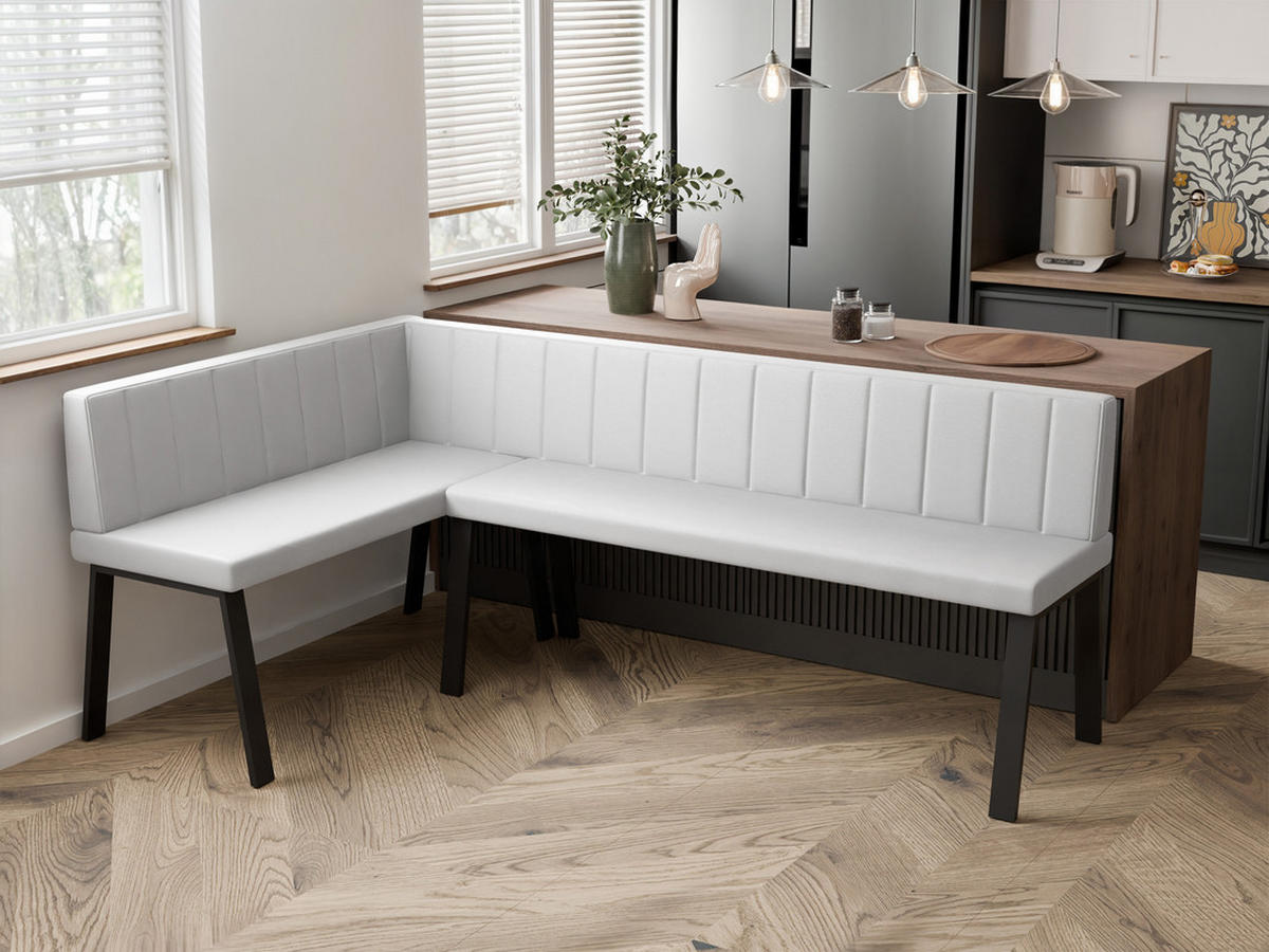 ECKBANK links MONO Y Kunstleder gesteppt, 142/196 cm Weiß - Weiß, Kunststoff/Textil (142/196cm) - Idohome