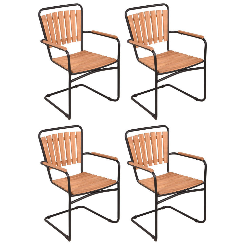 GARTENSTUHL 4er Set Heidi Freischwinger - Schwarz, Holz (58/90/55cm) - DELUKE