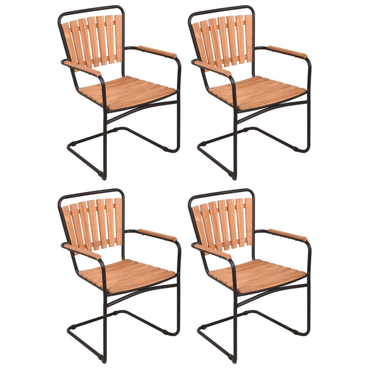 GARTENSTUHL 4er Set Heidi Freischwinger - Schwarz, Holz (58/90/55cm) - DELUKE