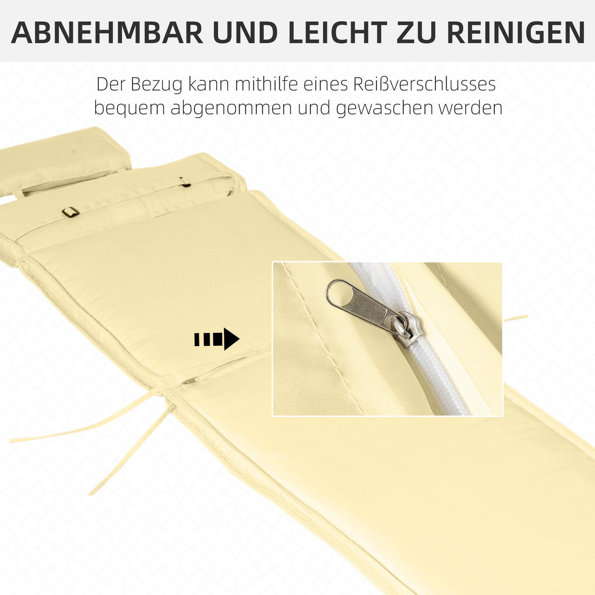 LIEGENAUFLAGE aus Polyester 198x53x5 cm in Beige mit Kopfkissen - Beige, Textil (53/5/198cm) - Modfu