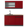 SINGLEKÜCHE R-Line Rot/Anthrazit 140 cm, AP Eiche - Anthrazit/Rot, Holzwerkstoff (140/81.6/60cm) - Vicco