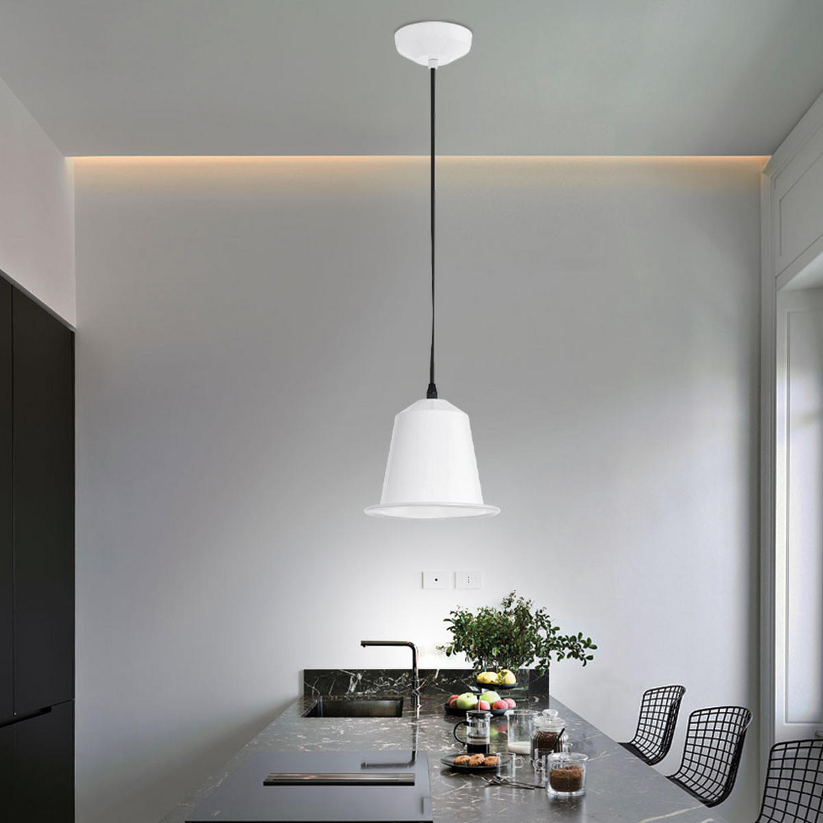 LED HÄNGELEUCHTE Ginosa Stahl Weiß 3er Set - Weiß, Metall (17.5/17.5/110cm)