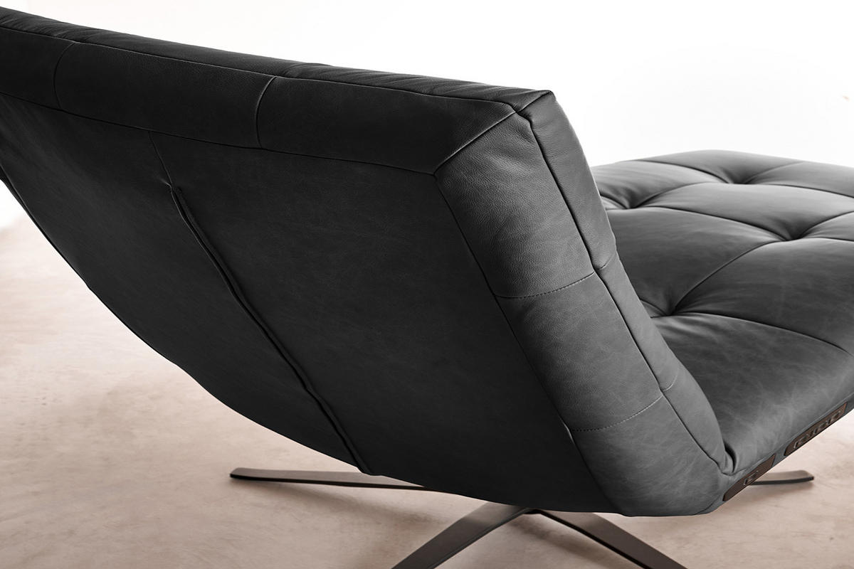 RELAXLIEGE LETICIA Schwarz Leder - Schwarz, Leder/Metall (82/115/156cm) - KAWOLA
