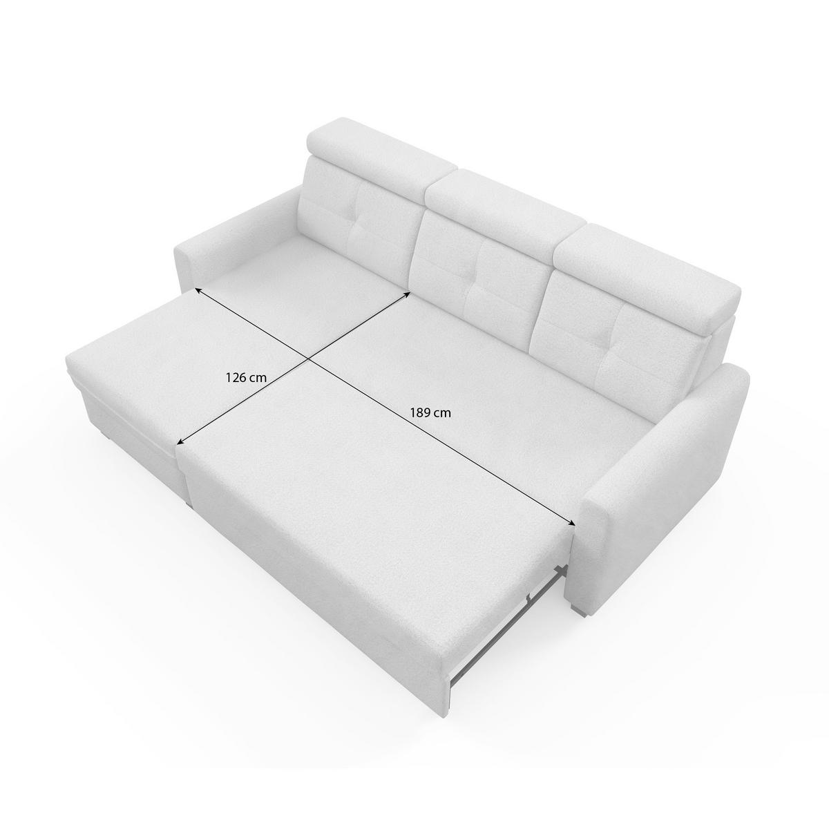 ECKSCHLAFSOFA Milano, Hellgrau, links - Hellgrau/Schwarz, Textil (217/166cm) - Beautysofa
