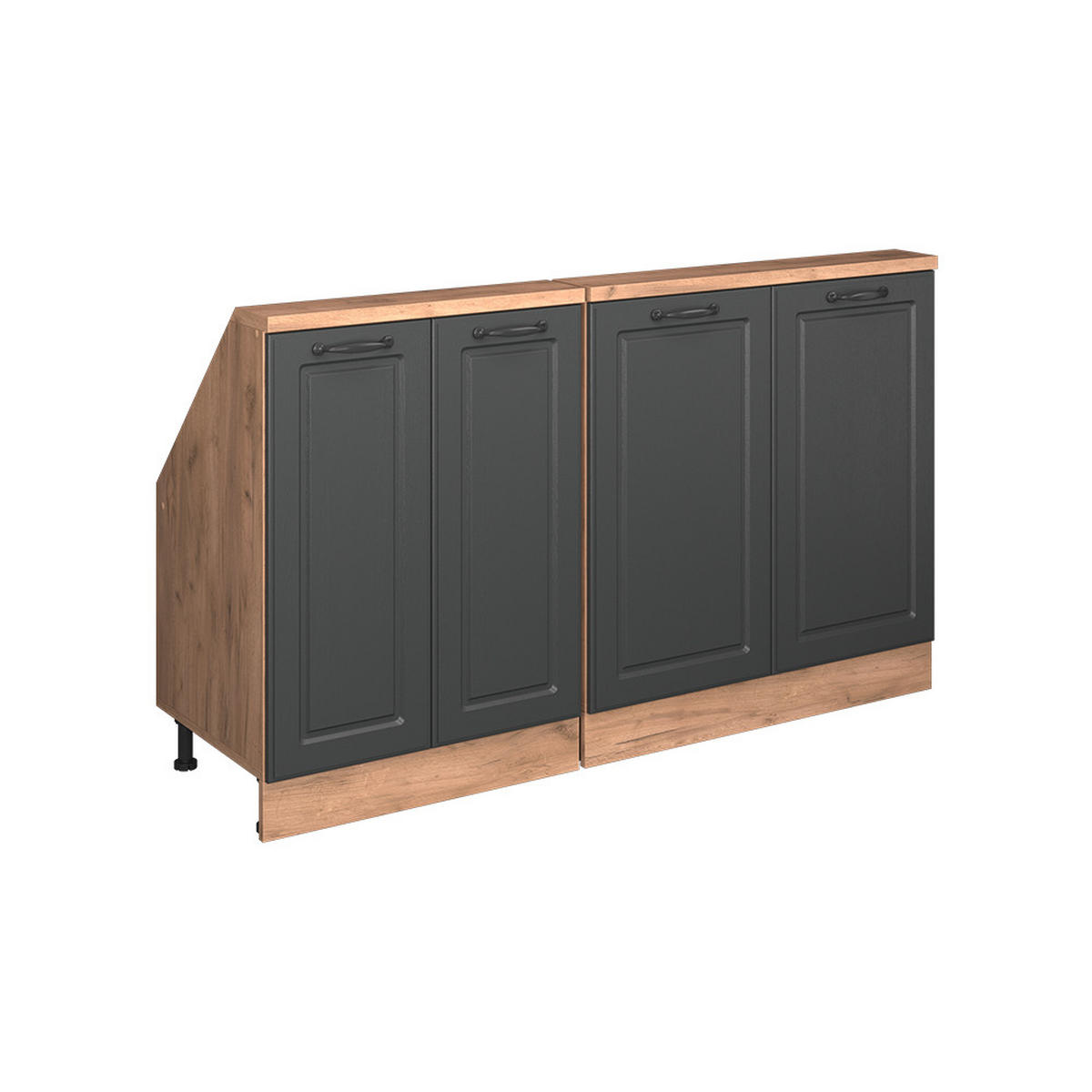 DACHSCHRÄGENSCHRANK-SET Rion Anthrazit Landhaus/Goldkraft Eiche 2er Set - Honigeiche/Anthrazit, Holzwerkstoff (140/81.6/46cm) - Vicco