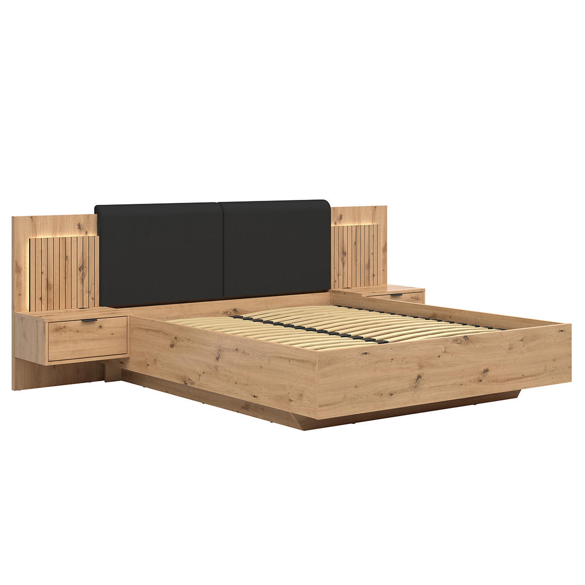 BOXSPRING POSTEL 160/200 Mao Dubové dřevo - hnědá, kompozitní dřevo (160/200cm) - Petits-meubles