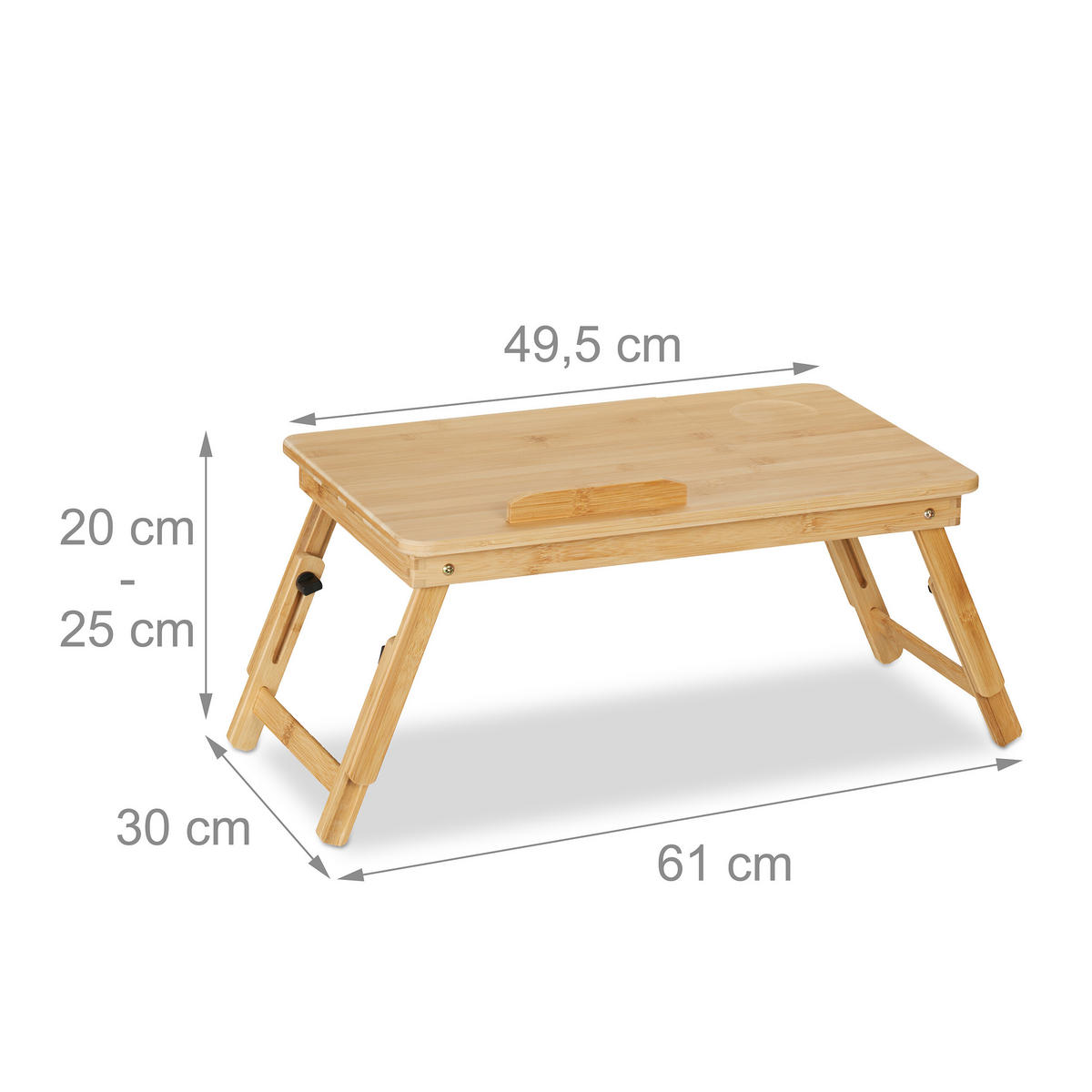 LAPTOPTISCH Natur Bambus klappbar höhenverstellbar - Hellbraun, Holz/Kunststoff (30/61/49cm) - Relaxdays