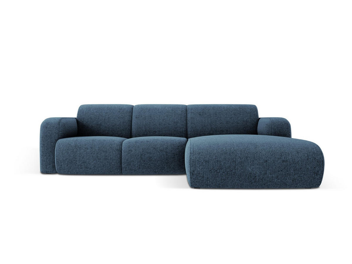 ECKSOFA rechts Molino aus Chenille-Stoff königsblau 4 Sitzplätze - Blau, Textil (170/250cm) - Micadoni