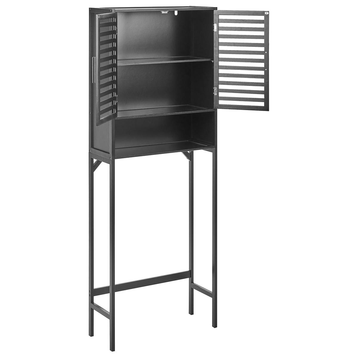 DULAP DE BAIE bambus 63 cm negru Okarche - negru, lemn (63/167/25cm) - Beliani