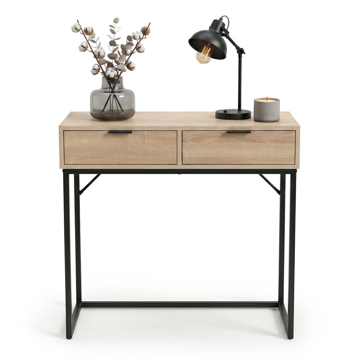 KONSOLENTISCH ELANO 80 cm Sonoma Eiche - Schwarz/Sonoma Eiche, Holzwerkstoff (35/80/80cm) - Akord