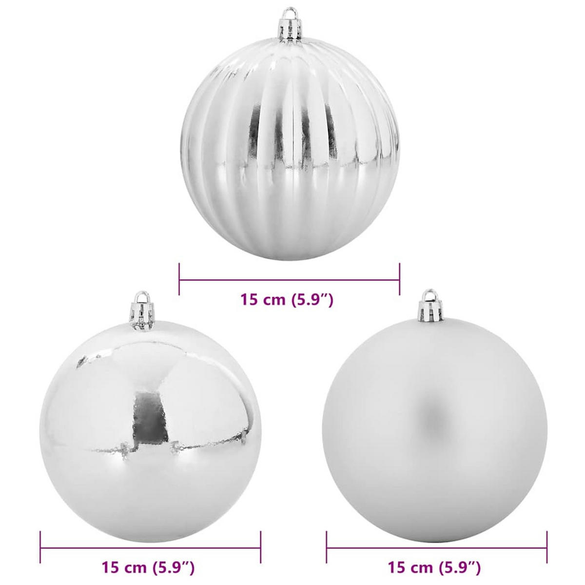 WEIHNACHTSKUGELSET XL 9 -teilig 15/15/15 cm Silber Kunststoff - Silberfarben, Kunststoff (15/15/15cm) - vidaXL