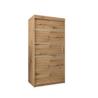 SCHWEBETÜRENSCHRANK 200/100/62 2-türig - Silberfarben/Eiche Artisan, Holz/Kunststoff (100/200/62cm) - MÖBEL KRYSPOL