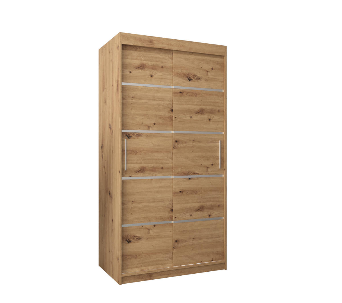 SCHWEBETÜRENSCHRANK 200/100/62 2-türig - Silberfarben/Eiche Artisan, Holz/Kunststoff (100/200/62cm) - MÖBEL KRYSPOL