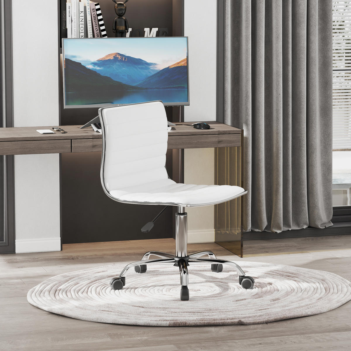 DREHSTUHL 52/78-90/48 cm Weiß aus Kunstleder höhenverstellbar - Weiß, Kunststoff (52/90/48cm) - OKMYHOME